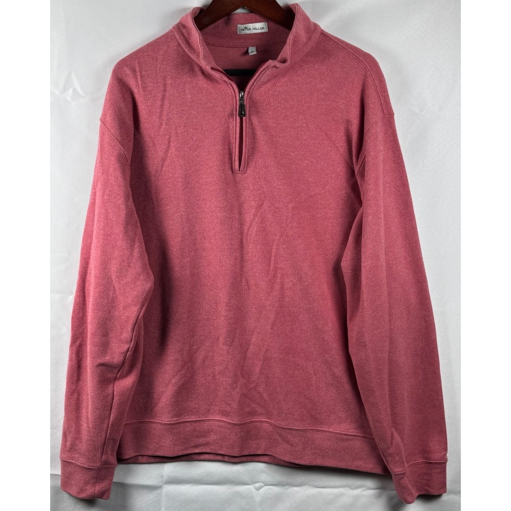 Peter Millar Mens XL Pink Heather Quarter Zip Pullover MS19K36 Rayon Blend
